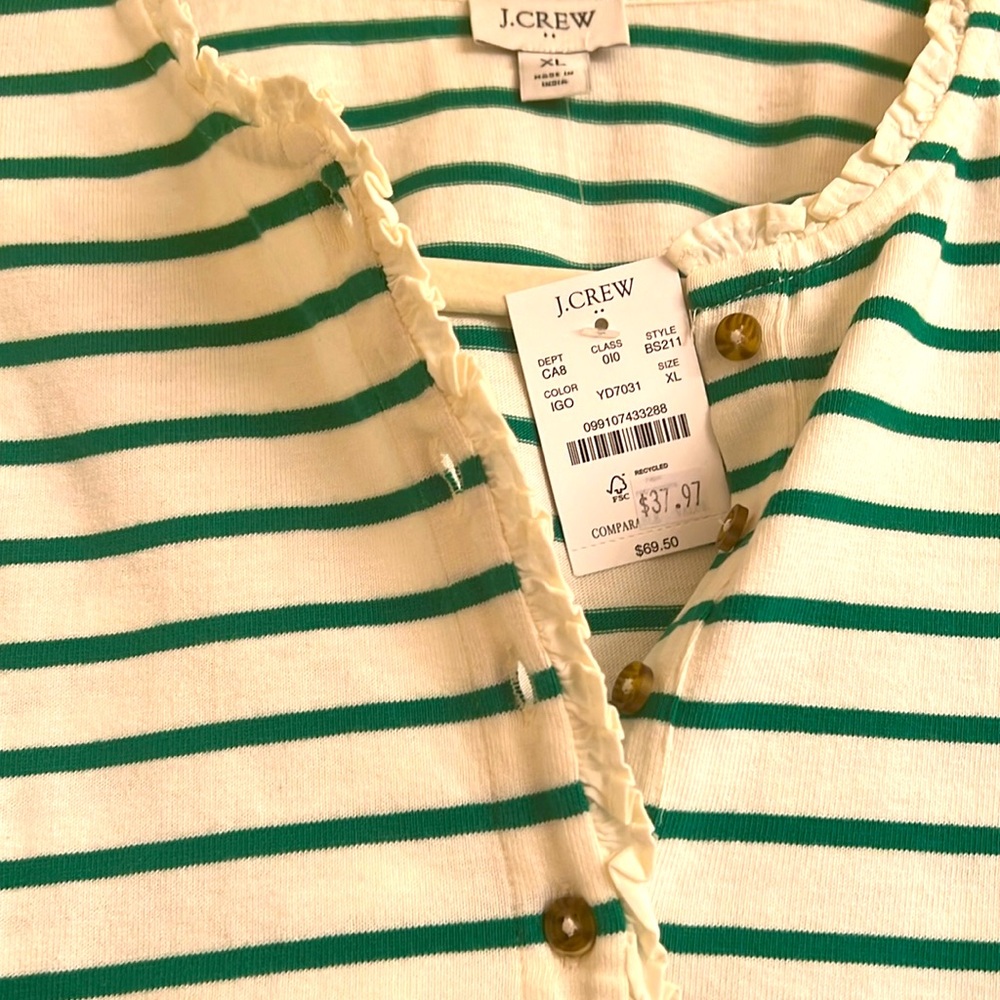 JCrew Striped Ruffle Top - Picture 2 of 3